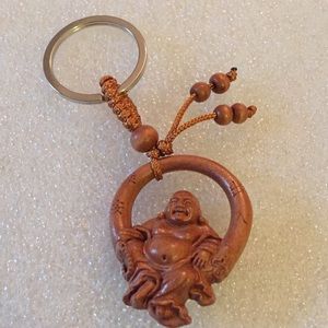 Good luck walnut wood Buddha key chain